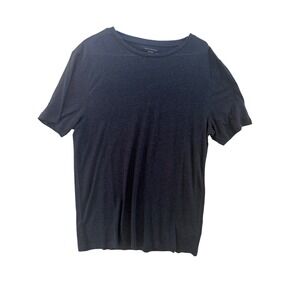 Mott & Bow Mens Navy Blue Linen Blend Crew Neck Tee Medium Breathable Luxury